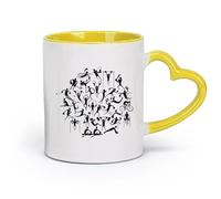 céramique Tasses à café avec anse Les gens de dessins animés aiment le sport et l'éducation physique （11oz/320ml） Lave-vaisselle et micro-ondes Jaune