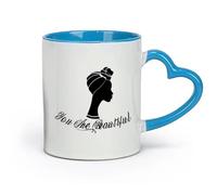 céramique Tasses à café en grès avec anse Profil de visage de femme afro beauté salon de beauté （11oz/320ml） Tasse à café en céramique pour cappuccino, thé, lait Bleu