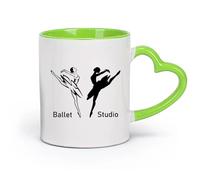 céramique Tasses à café et à thé Logo du studio de ballet Ballerine Danseuse de pointe Studio de danse （11oz/320ml） Pour hommes et femmes Vert