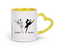 céramique Tasses à café et à thé Logo du studio de ballet Ballerine Danseuse de pointe Studio de danse （11oz/320ml） Pour hommes et femmes Jaune