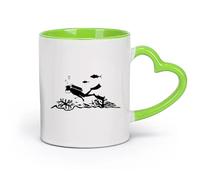céramique Tasses blanches Salle de bain pour enfants de plongée Centre de plongée Diver Ocean （11oz/320ml） Cadeau de bureau unique pour femme et homme Vert