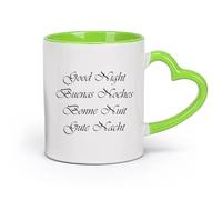 céramique Tasses en grès pour café, thé Bonne nuit, fais de beaux rêves, dors bien, nous t'aimons. （11oz/320ml） Pour la maison ou le travail Vert