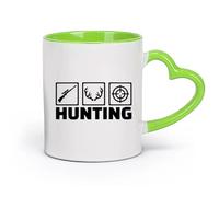 céramique Tasses en grès pour café, thé Logo de cible de chasseur de chasse au cerf de l'homme de chasse （11oz/320ml） Pour la maison ou le travail Vert