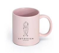 céramique Verres en céramique pour la maison dessin au trait abstrait du corps avec muscles et haltères （11oz/320ml） Pour expresso, service à thé Rose