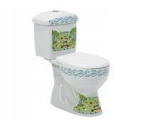 CeraStyle Ensemble de toilettes debout pour enfants avec siège et siège en céramique blanche, sortie verticale