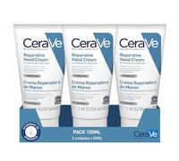 CeraVe 3 x 50 ml de crème régénérante pour les mains extrêmement sèches et rugueuses, réduit la sécheresse avec 3 céramides essentiels et de l'acide hyaluronique