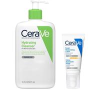 CeraVe Cleanse and Protect Face Routine for Dry Skin, Hydrating Cleanser and Facial Moisturiser with SPF 50