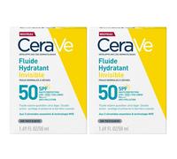 CeraVe Fluide Hydratant Invisible SPF50+ Peaux Normales à Sèches Émulsion 2x50 ml