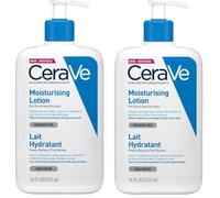 CeraVe Lot de 2 lotions hydratantes - Avec acide hyaluronique et 3 céramides essentielles - Hydratation quotidienne légère pour le visage et le corps, convient aux peaux sèches et sensibles 473 ml x 2
