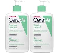 Cerave Lot de 2 nettoyants moussants - Avec acide hyaluronique, niacinamide et 3 céramides essentielles - Nettoyant quotidien pour le visage pour peaux normales à grasses 473 ml x 2