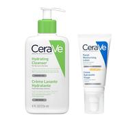 CeraVe Nettoyant hydratant + lotion hydratante pour le visage AM SPF50 - Nettoyant doux pour le visage et hydratant quotidien avec céramides et acide hyaluronique - 236 ml + 52 ml