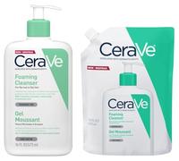 CeraVe Nettoyant moussant avec recharge - Avec acide hyaluronique, niacinamide et 3 céramides essentielles - Gel nettoyant quotidien pour peaux normales à grasses (473 ml + recharge de 473 ml)