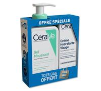 CeraVe Nettoyants Gel Moussant 236ml + Soins Crème Hydratante Visage 52ml + Tote Bag Offert