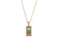 CERAVI Colorful Tarot Cards Symbolic Necklaces, Sun and Moon Pendant,18k Gold Plated Stainless Steel Square Colorful Enamel Tarot Cards Pendant Necklace Jewelry for Women Men (The Sun)
