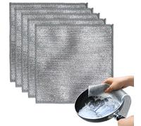 CERAVI Multipurpose Wire Dishwashing Rags for Wet and Dry, Non-Scratch Wire Dishcloth Double Stainless Steel Scrubber, for Home Kitchen Cooktop Grid Cleaning Cloth (5 PCS)