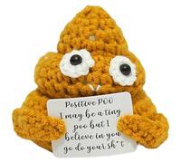 CERAVI Poupée en laine de soutien émotionnel, Cute Crochet Pickled Cucumber Knitting Doll Positive Gift 12 Style Available, Funny Emotional Support Pickle Gift for Christmas Birthday (Gold Poop)