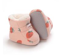 CERAVI Warm Fur Baby Boots, Cozy Fleece Lining, Winter Warm Snow Boots Soft Sole Crib Shoes Booties for Newborn Infant Toddlers 0-18 Months (Strawberry,12cm/4.72in)