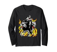 Cerbère avec Flammes crânes mythiques Hells Guard Hell Dogs Manche Longue