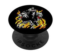 Cerbère avec Flammes crânes mythiques Hells Guard Hell Dogs PopSockets PopGrip Adhésif