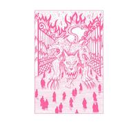 Cerbère dessiné à la main, personnage de mythologie fantastique gravé et de conte de fées Stickers muraux 50.4x75.9cm Fourni avec un kit de film de transfert Rose