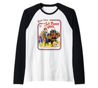Cerberus Puppy Sarcastic Retro Vintage Funny Adult Humor Manche Raglan