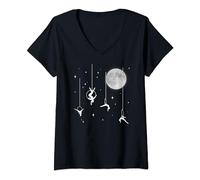 Cerceau aérien, Fly With The Stars Moon, cadeaux de yoga aérien T-Shirt avec Col en V