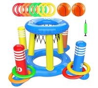 Cerceau De Basket-ball Pour Piscine - Cerceau De Basket-ball Flottant Pour Piscine | 2 En 1 Cerceau De Basket-ball Gonflable | Jeux De Jouets De Piscine Multifonctionnels Avec 8 Anneaux De Lancer | Je