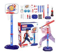 Cerceau de Basket pour Les, Cerceau de Basket-Ball pour Tout-Petit à l'intérieur, 4 en 1 Pool Basketball Hoop Set Tee Ball Stand, Toys de Sport extérieur Jeu de Balle pour intérieur, Salle de chids,