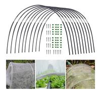 Cerceau de jardin pour couverture de chaussée - Tunnel de soutien pour serre en fibre de verre, kit de filet portable avec connecteur, fleurs, cerceau de jardin pour lits surélevés, cerceau de serre