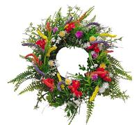 Cerceau floral saisonnier - 35 cm, guirlande de prairie sauvage, couronne d'entrée rustique en eucalyptus | Porche véranda entrée cour balcon intérieur extérieur mariage Festival photographie Studio s