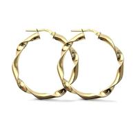 Cerceaux Boucles d'oreilles en argent sterling 925, plaquées or, diamètre intérieur 30 mm, épaisseur 4 mm.