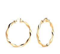 Cerceaux Boucles d'oreilles en or 18 carats, 30 mm, creuses, finition mate et polie combinée, 3 mm d'épaisseur.