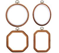 Cerceaux de broderie en Grain de bois, ensemble 4 cadres octogonaux rectangulaires ovales ronds pour la couture et la suspension murale