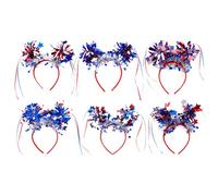 Cerceaux de cheveux blancs et bleus, casque patriotique - 6x cerceaux de cheveux blancs rouges et bleus,ACCESSOIRES DE FÊTE CHILBRAND CONFORTS à porter pour le Memorial Day, la fête du Travail, la fêt