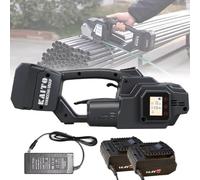 Cerclageuse électrique pour feuillards PP/PET de 7 à 19 mm, portable, avec affichage numérique et batterie de 4000 mAh pour lemballage et le traitement des fibres.