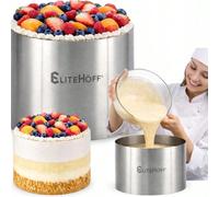 Cercle à gâteau ajustable 16-30 cm, bordure de 14 cm de hauteur en acier inoxydable - Cercle de cuisson pour gâteaux à étages, mousses et desserts, accessoire de pâtisserie professionnel ➡️ COFFRET À 