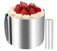 Cercle à gâteau réglable de 20 cm de haut + film pour bord de gâteau 20 x 1000 cm - Réglable Ø 16 à 30 cm en acier inoxydable - Anneau à gâteau rond réglable - Anneau à gâteau professionnel pour