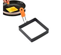 Cercle à oeufs - Acier Inoxydable 10cm | Moule Carré Antiadhésif | Poignée Silicone Set Crêpe Omelette Petit déjeuner Outil Sandwich Burger Cuisine Utilisation