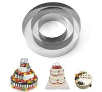 Cercle a Patisserie, 3 Pcs Cercle Patisserie Rond Moules à Gâteaux, Acier Inoxydable Moule Entremet Diamètre 10/15/20 cm, Cadre de Cuisson pour Mousse Dessert