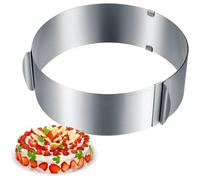 Cercle à pâtisserie - Inox - Réglable - Hauteur 8.5 cm - Diamètre 16-30 cm - Compatible lave-vaisselle