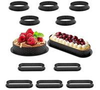 Cercle a Patisserie Mousse Moule - Lot de 10 Ovale Forme et Cercle a Tarte Perforé pour Quiches,Gâteaux,Mousse