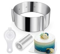 Cercle a Patisserie Reglable 16-30 cm, Cercle Gateau Extensible avec Collier à Gâteau et Séparateur d'oeufs Hauteur 8,5 cm, Cadre Pâtissier Rond Inox Argent Moule Gateau Cookie Cutter Cadre