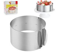 Cercle à Pâtisserie Réglable,Anneau à Gâteau Réglable Ø16-30 cm,Anneaux à Gâteau Extensibles en Acier Inoxydable,Accessoires de Pâtisserie avec Graduation,pour la Cuisson et la (Hauteur:10 cm)