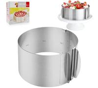 Cercle à Pâtisserie Réglable,Anneau à Gâteau Réglable Ø16-30 cm,Anneaux à Gâteau Extensibles en Acier Inoxydable,Accessoires de Pâtisserie avec Graduation,pour la Cuisson et la (Hauteur:8 cm)