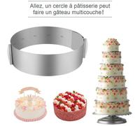 Cercle a Patisserie Reglable Cercle Gateau Extensible 16-30cm Cercle Entremet Rond INOX Moule Fraisier Mousse Dessert