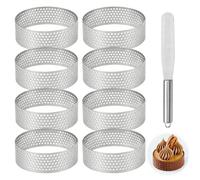 Cercle a Tarte,8 Pièces 6cm Anneaux à Tartelette Moules à Dessert en Mousse, Anneau de Mousse de Gâteau Perforé RéSistant à la Chaleur,pour Quiches,Gâteaux,Mousse
