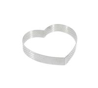 De Buyer - Cercle à tarte coeur VALHORNA en inox perforé - 12 x 2 cm - Fabriqué en France, Technologie AIR SYSTEM, Micro-Perforations pour Cuisson Rapide et Homogène pour Résultats Croustillants