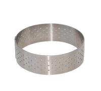 Cercle à tarte rond perforé en inox à bords roulé H. 2 cm - Ø 8 cm