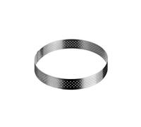 De Buyer - Cercle à tarte rond VALHORNA en inox perforé - 12,5 x 2 cm - Fabriqué en France, Technologie AIR SYSTEM, Micro-Perforations pour Cuisson Rapide et Homogène pour Résultats Croustillants