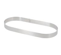 Cercle à tarte perforé oblong en inox H. 2 cm - L. 30 cm - l. 11 cm